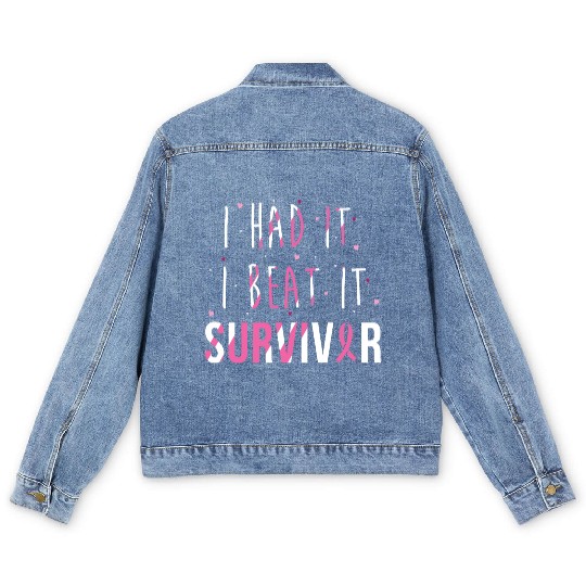 Breast Cancer Survivor I Had It I Beat It Men's Denim Jackets