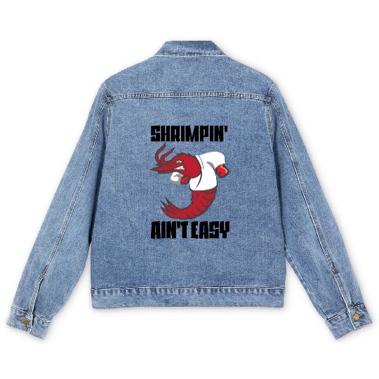 Shrimpin' Ain't Easy Shrimp Jiu Jitsu Fighter Men's Denim Jackets