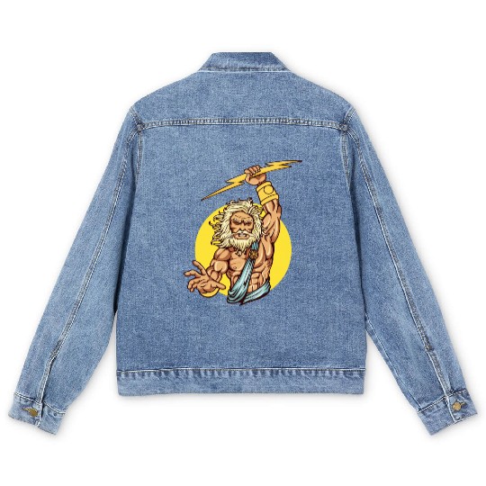 Comic - God Zeus Lightning - bright Men's Denim Jackets