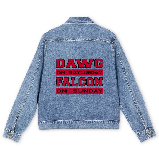 Dawg On Saturday Falcon On Sunday Atlanta Athens F Men's Denim Jackets