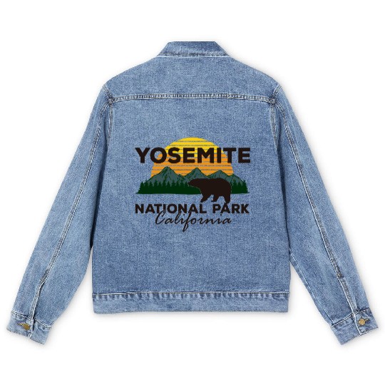 Yosemite National Park California Mountain Bear Men's Denim Jackets