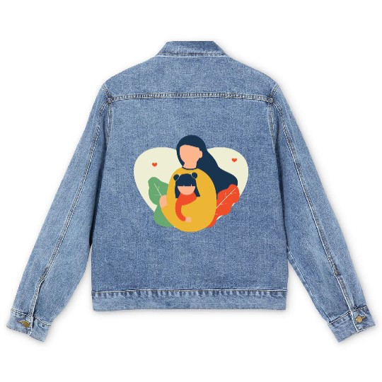 I Love You, Mama & Baby Men's Denim Jackets, Mommy and Me Men's Denim Jackets