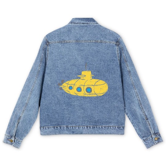 Us Navy Yellow Cartoon Submarine Cute Submariner B Men's Denim Jackets