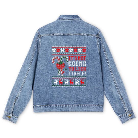 Its Not Going To Lick Itself Candy Cane Ugly Sweat Men's Denim Jackets