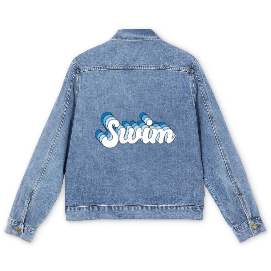 Swim Swimming Swimmer Retro Groovy Wave Men's Denim Jackets