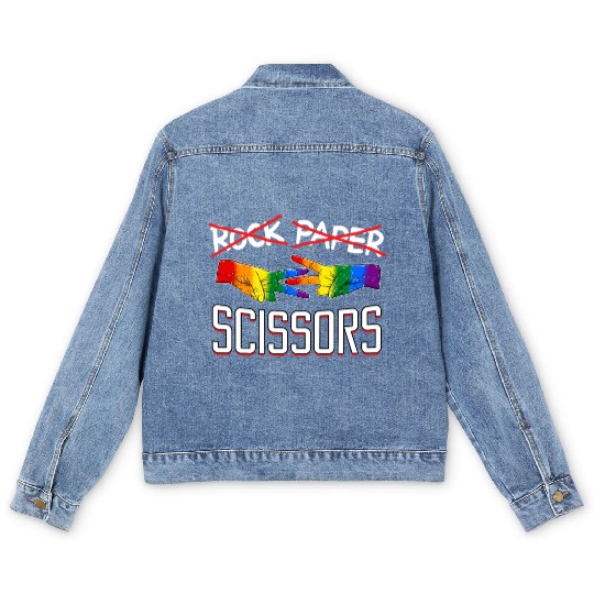 Rock Paper Scissors Lesbian LGBTQ Pride Men's Denim Jackets