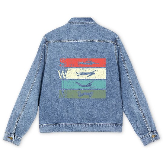 Retro Vintage Swimming Swimmers Swim Men's Denim Jackets