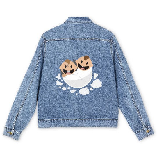 Baby Hatching Twins Newborn Funny Gift Idea Men's Denim Jackets