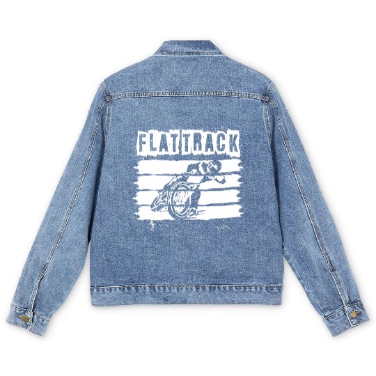 FLAT TRACK MOTORCYCLE racing dirt track speedway Men's Denim Jackets