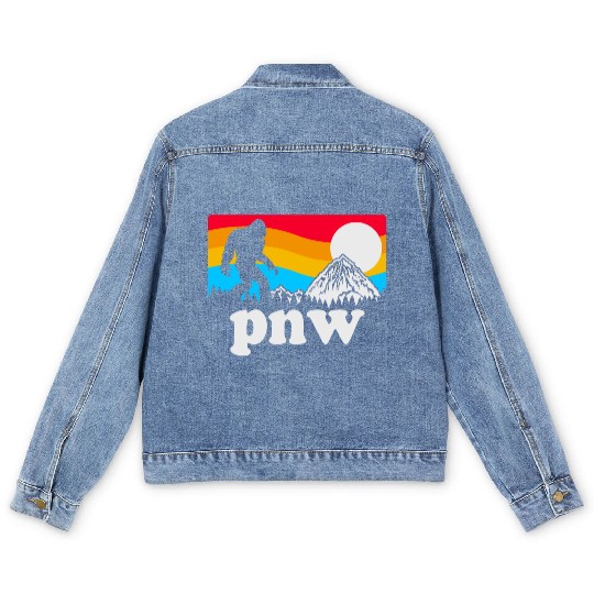 PNW Pacific Northwest Bigfoot Men's Denim Jackets