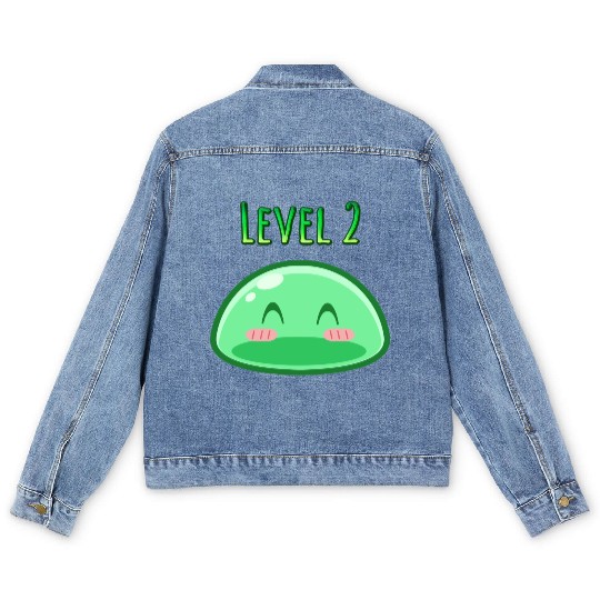 Cute Green Dungeon Slime Monster Weird Anime Men's Denim Jackets