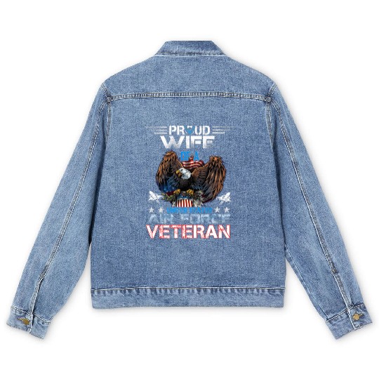 Veteran-Proud Wife Of Us Air Force Veteran Patriot Men's Denim Jackets