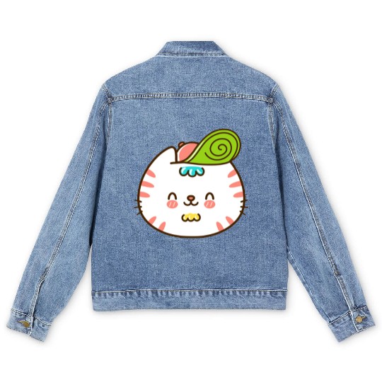 Kawaii Cat Head Smiling Men's Denim Jackets