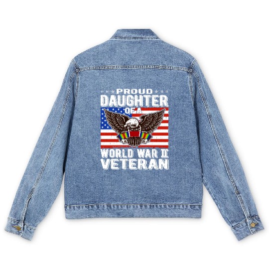 Proud Daughter Of A World War 2 Veteran Patriotic Men's Denim Jackets