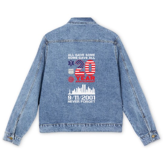 Patriot Day Never Forget 9 11 2001 Anniversary Men's Denim Jackets