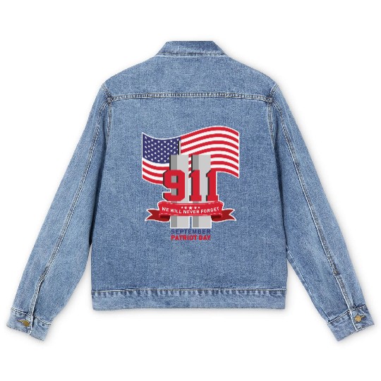 Patriot Day Never Forget 911 Anniversary Men's Denim Jackets
