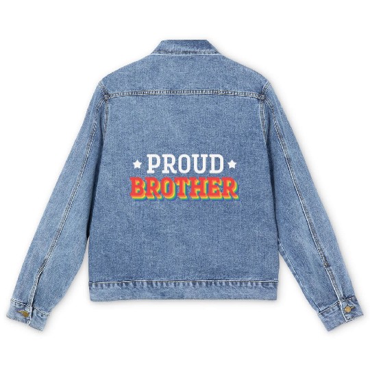 Proud Brother LGBTQ LGBT Love Rainbow Pride Men's Denim Jackets