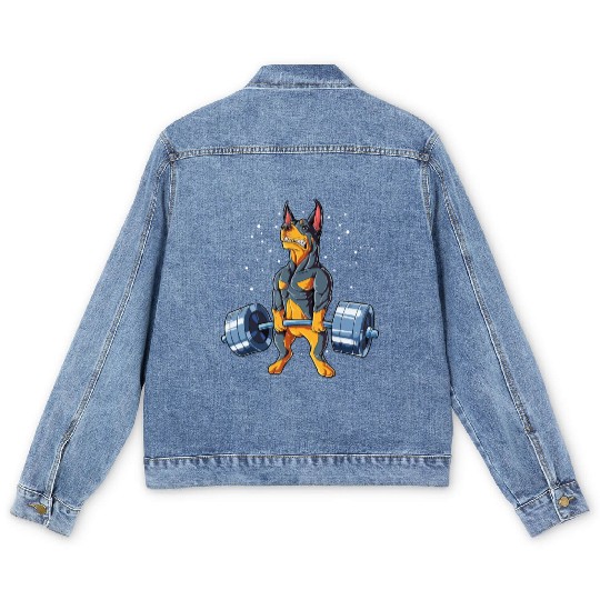 Doberman Weightlifting Gym Men's Denim Jackets