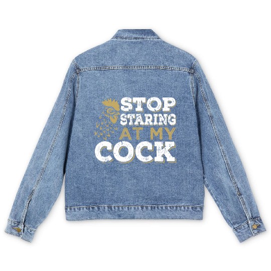 Chicken Cock Penis joke Sexual Men's Denim Jackets