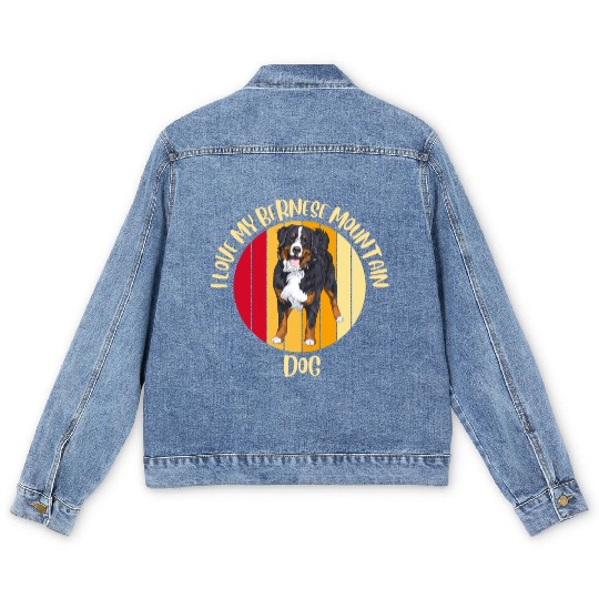 bernese mountain dog Men's Denim Jackets