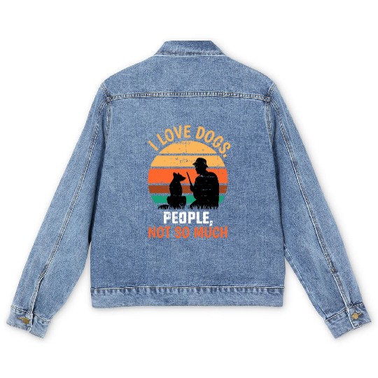 i love dogs people not so much Men's Denim Jackets
