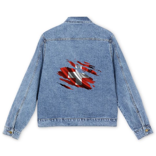Switzerland Ripped Flag Men's Denim Jackets