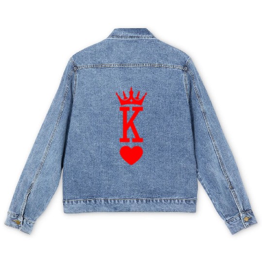 King of Hearts King Queen Couple Halloween Costume Men's Denim Jackets