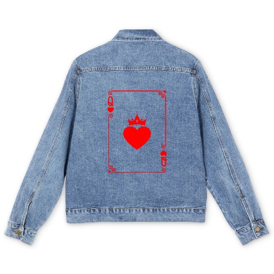 Queen of Heart King Queen Couple Halloween Costume Men's Denim Jackets