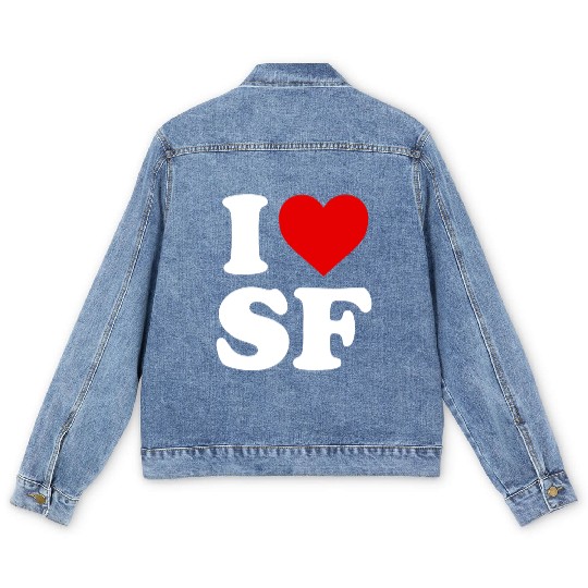 I Love Sf San Francisco Heart Men's Denim Jackets