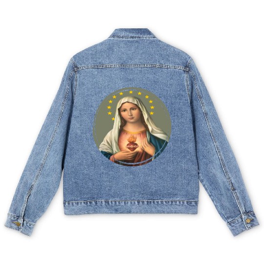 Virgin mary madonna maria ave maria catholic bibel Men's Denim Jackets