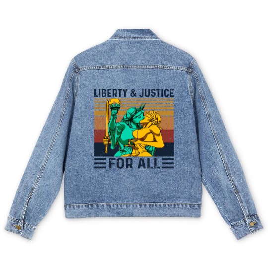 Liberty Justice For All Lesbian Lgbt Pride Men's Denim Jackets
