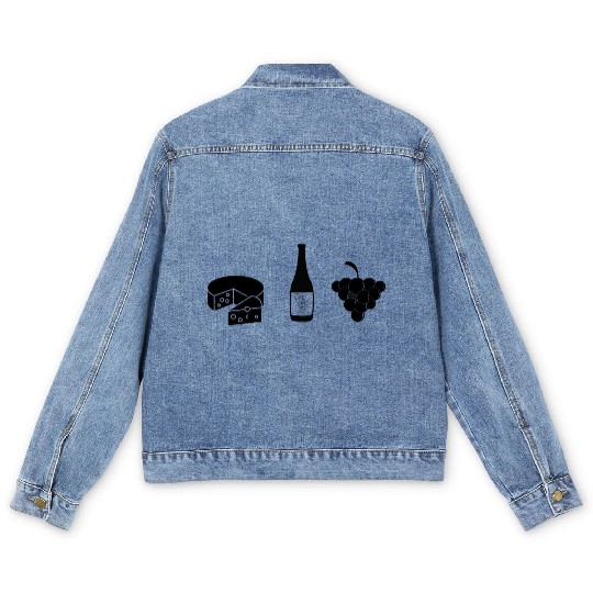 Cheese Wine Grape Men's Denim Jackets