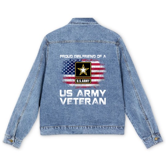 Proud Girlfriend Of A Us Army Veteran Military Men's Denim Jackets