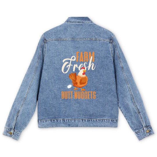 Farm Fresh Butt Nuggets, Chicken Men's Denim Jackets