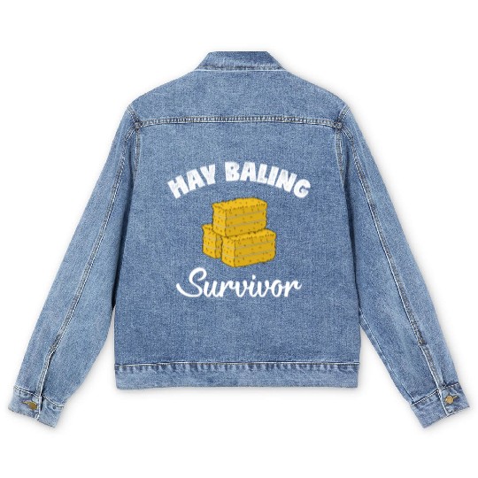 Survivor Farm Work Baling Hay Bale design Men's Denim Jackets