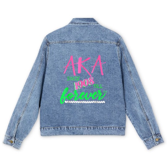 AKA Sorority Alpha Kappa Pink And Green Twenty Pea Men's Denim Jackets