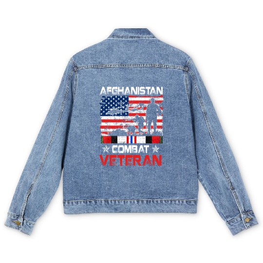 Afghanistan Combat Veteran US Veteran Military Men's Denim Jackets