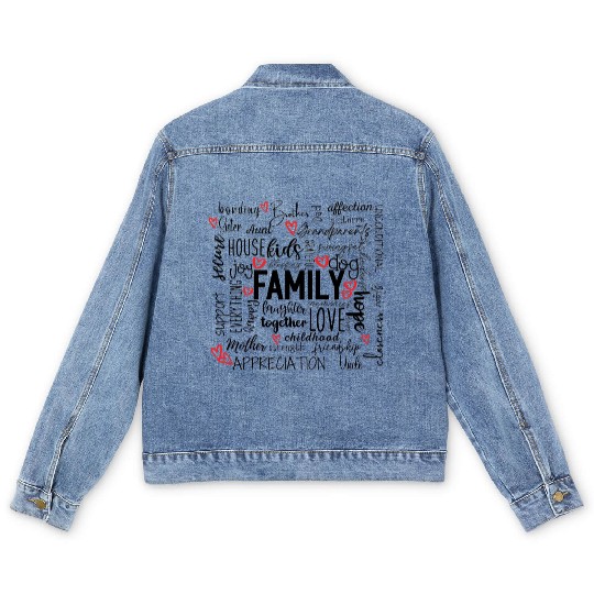 Happy Family Reunion Typography Inspiration Men's Denim Jackets