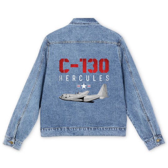 C 130 Hercules US Airborne Fighter Pilot Men's Denim Jackets