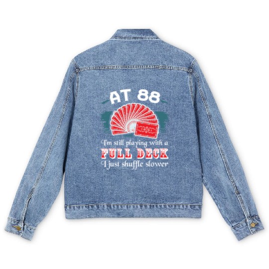 Full Deck Birthday Party 88th Birthday 88 Years Ol Men's Denim Jackets
