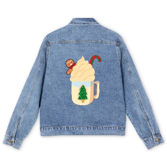 Candy Cane and Hot Cocoa, Hot Chocolate Men's Denim Jackets