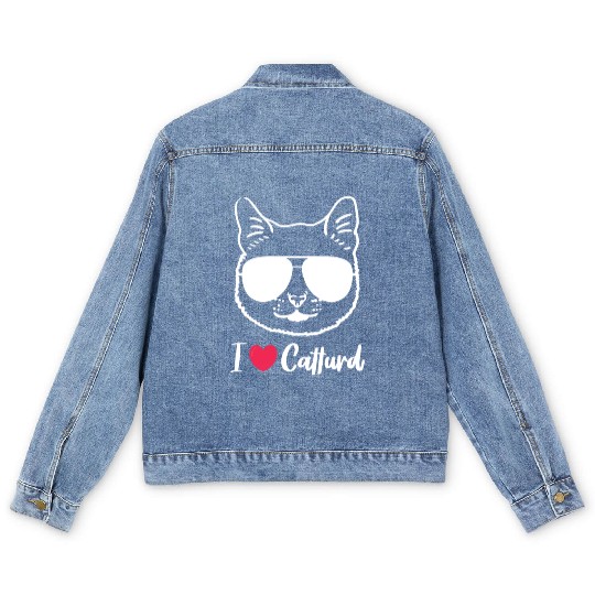 I Love Catturd Funny Men's Denim Jackets