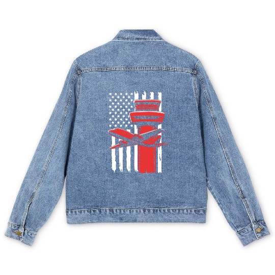 Pilot American Flag Air Traffic Controller Men's Denim Jackets