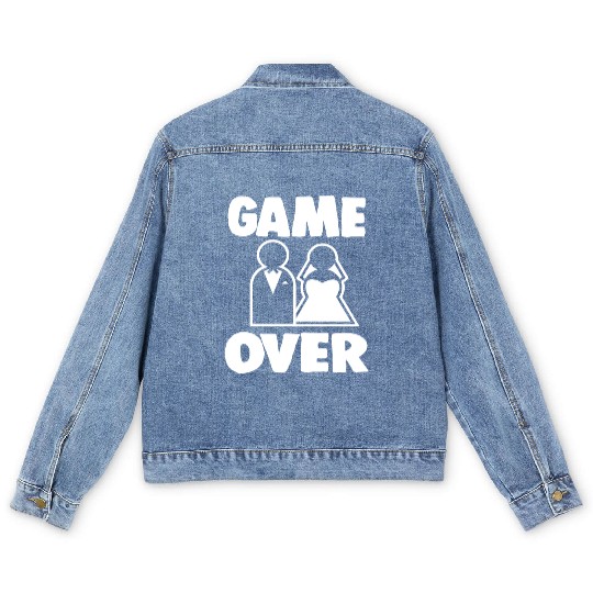 Wedding Bachelor Bachelorette Party Game Over Men's Denim Jackets