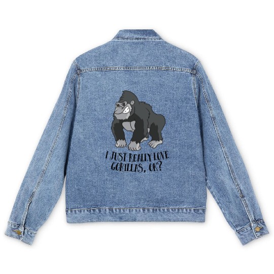 Funny Gorilla I Just Really Love Gorillas Men's Denim Jackets