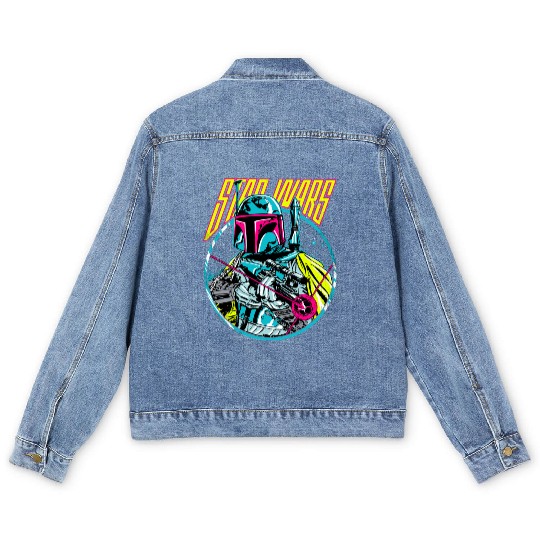 Star Wars Boba Fett Neon Blaster Vintage Graphic Men's Denim Jackets