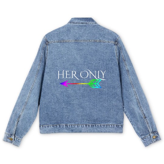 Cute Gay Couple Lesbian Valentines Day T Her Only Men's Denim Jackets