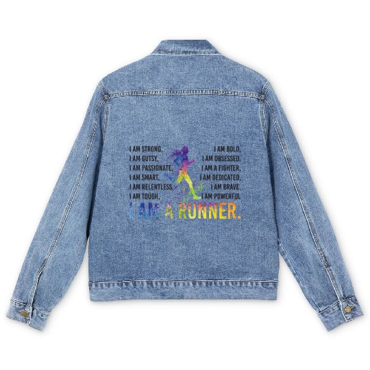 I Am A Runner Running Lady Men's Denim Jackets