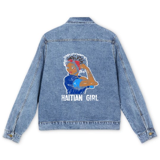 Haiti Girl Caribbean Men's Denim Jackets