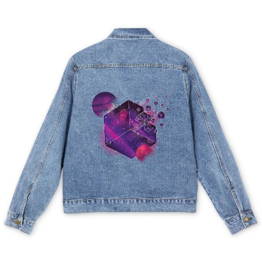 Galaxy Planet Moon Universe Cube Space Men's Denim Jackets